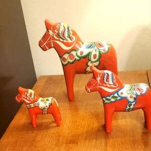 Grannas Olsson Dala Horse Red Swedish Dala Horse Made in Sweden Set of 3